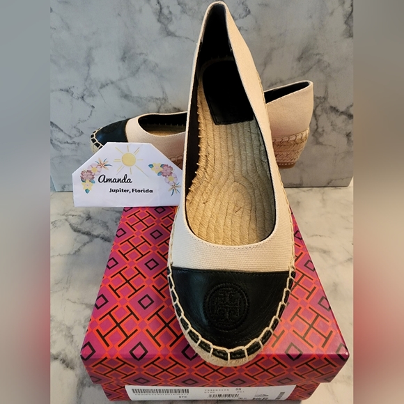 Tory Burch Shoes - Tory Burch 'Color Block' 50mm Espadrille Wedge Heel Beige Black 7.5 M